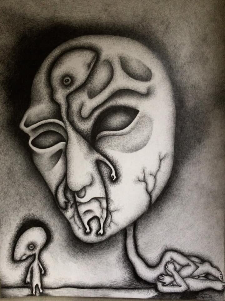 "Burden of Dreams." 9 x 12. Graphite. By Saima Shamsi