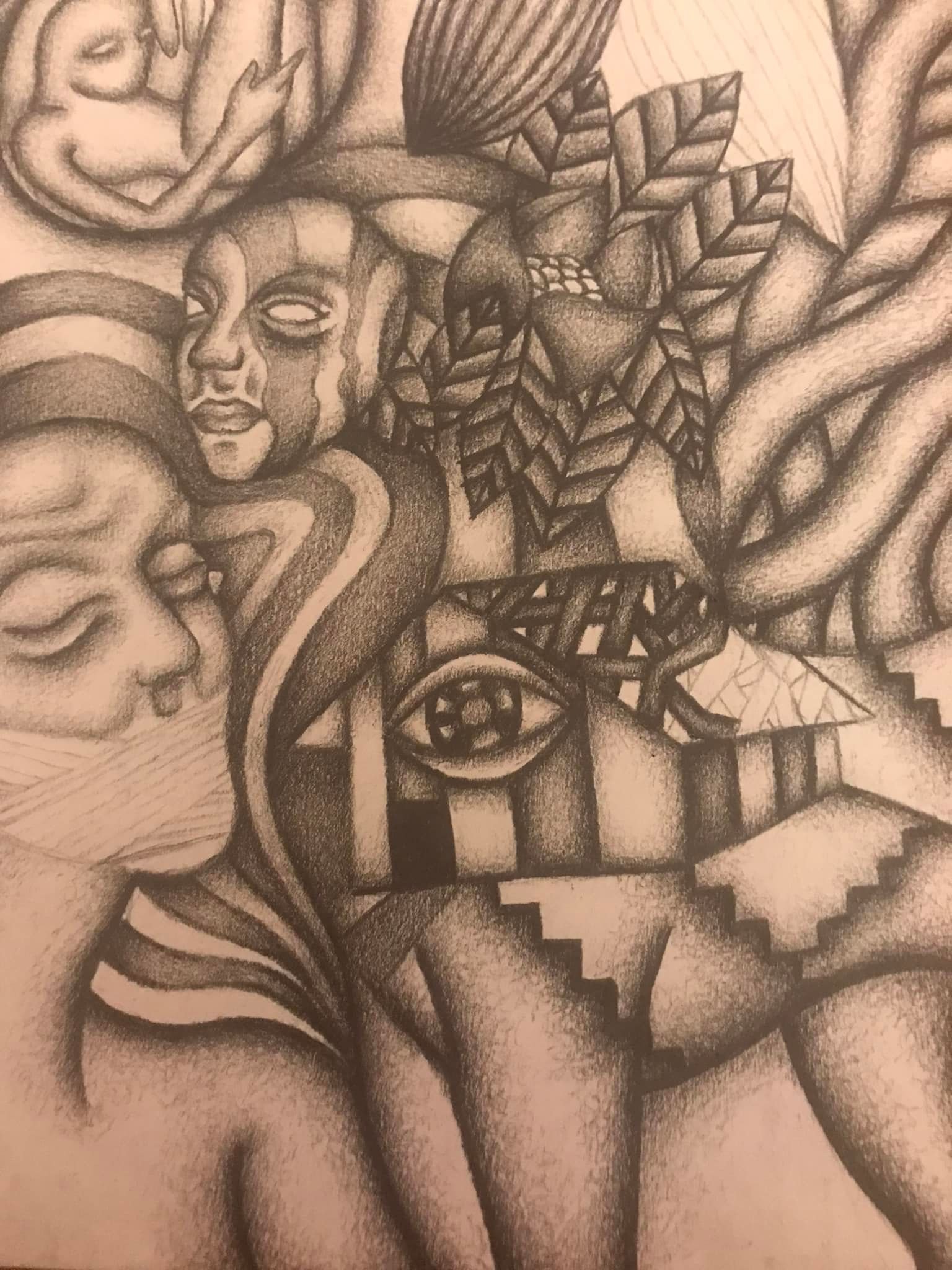 Detail of “Blind Intention” a drawing in Graphite by Saima Shamsi