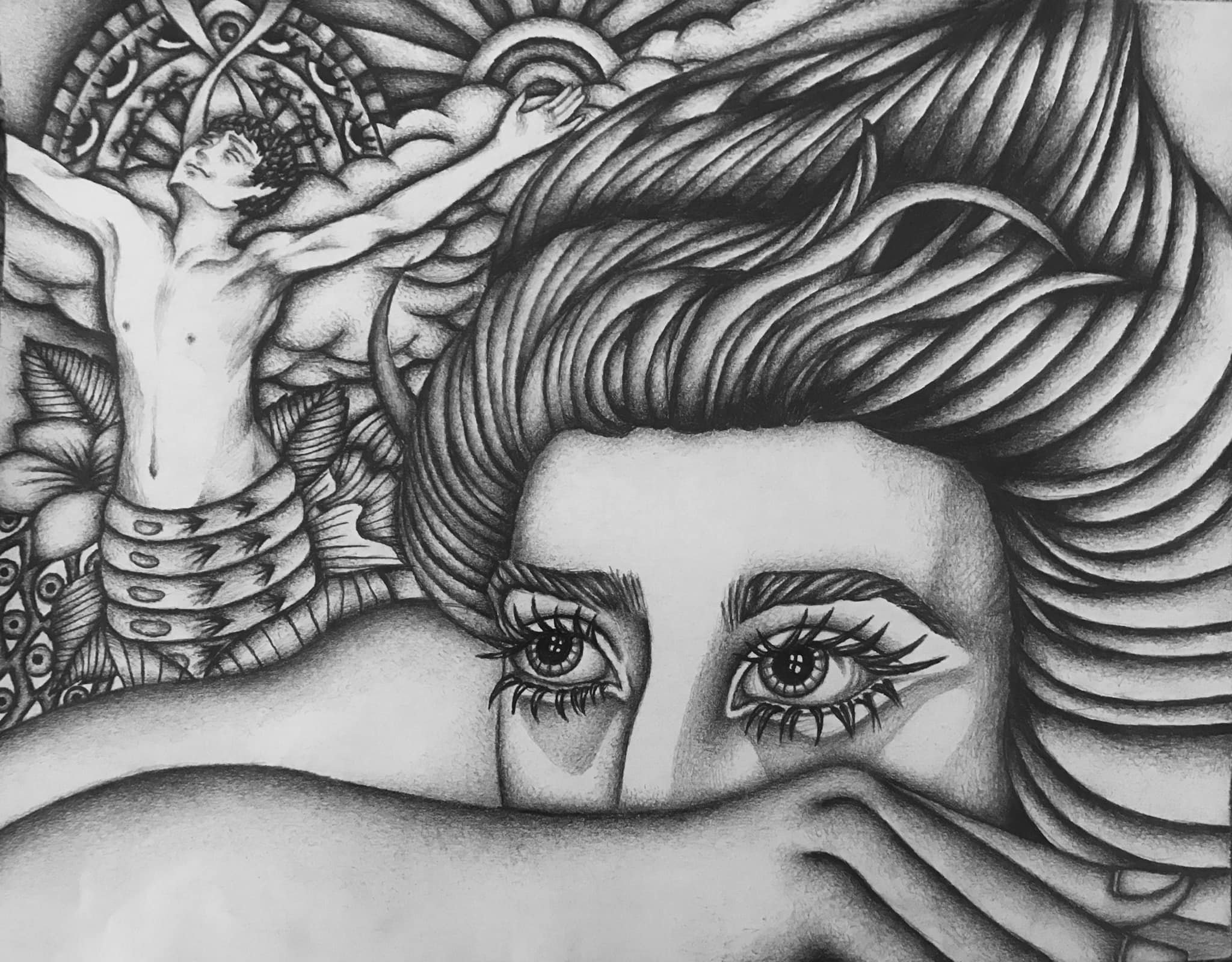 "A Midsummer Night's Reverie" a drawing in graphite by Saima Shamsi