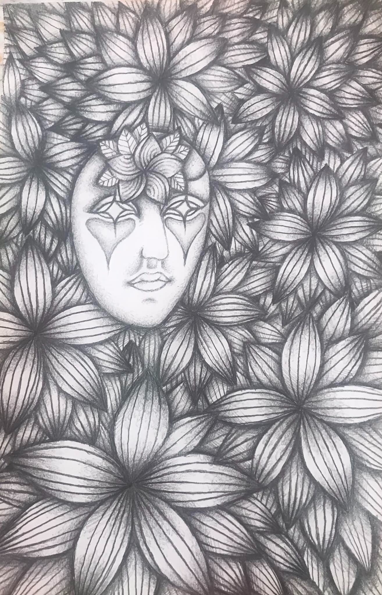 "Turning Beauty into Chaos" a Drawing in Graphite by Saima Shamsi