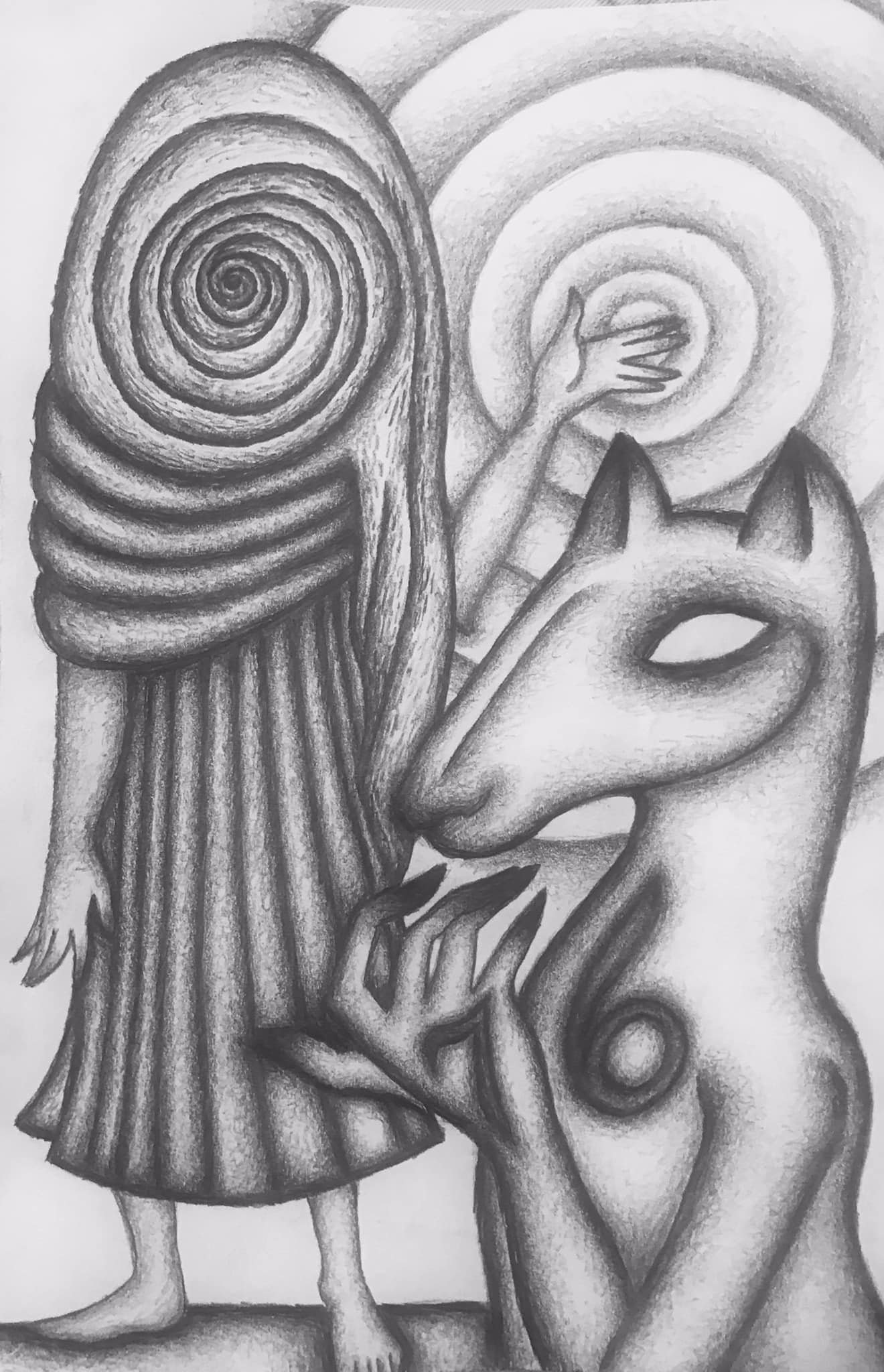 "We, sealing the doctrine" a drawing in graphite by Saima Shamsi