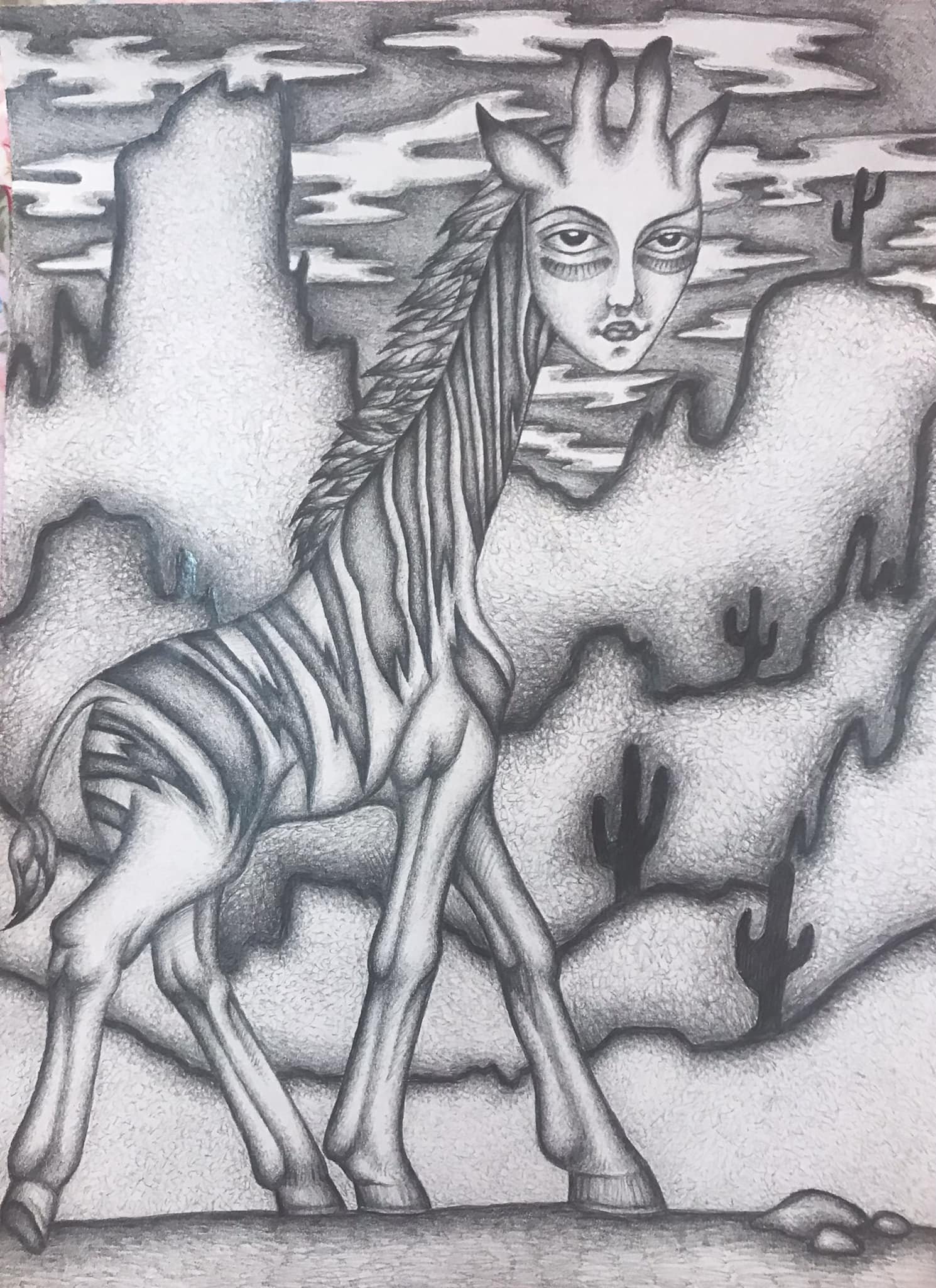 "Master of the 5th Circle" a drawing in graphite by Saima Shamsi