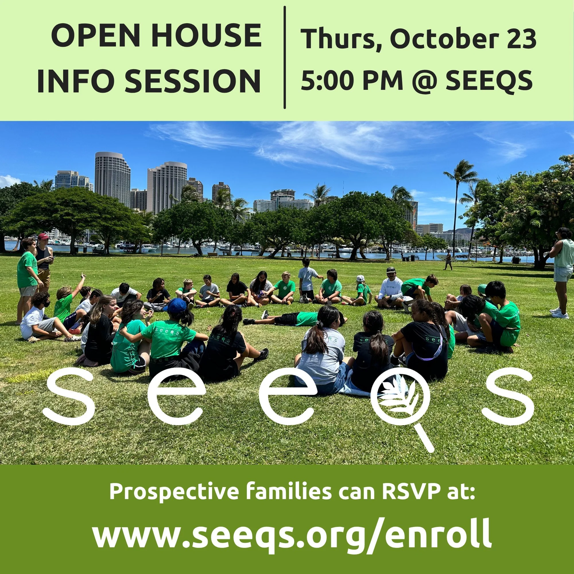 ✨ We&rsquo;re so excited to welcome future SEEQers! ✨
Join us for our first Open House of the year on Thursday, October 23 at 5:00 PM right here at SEEQS!

Come learn about our unique vision and curriculum, and get a glimpse into the daily life of a 