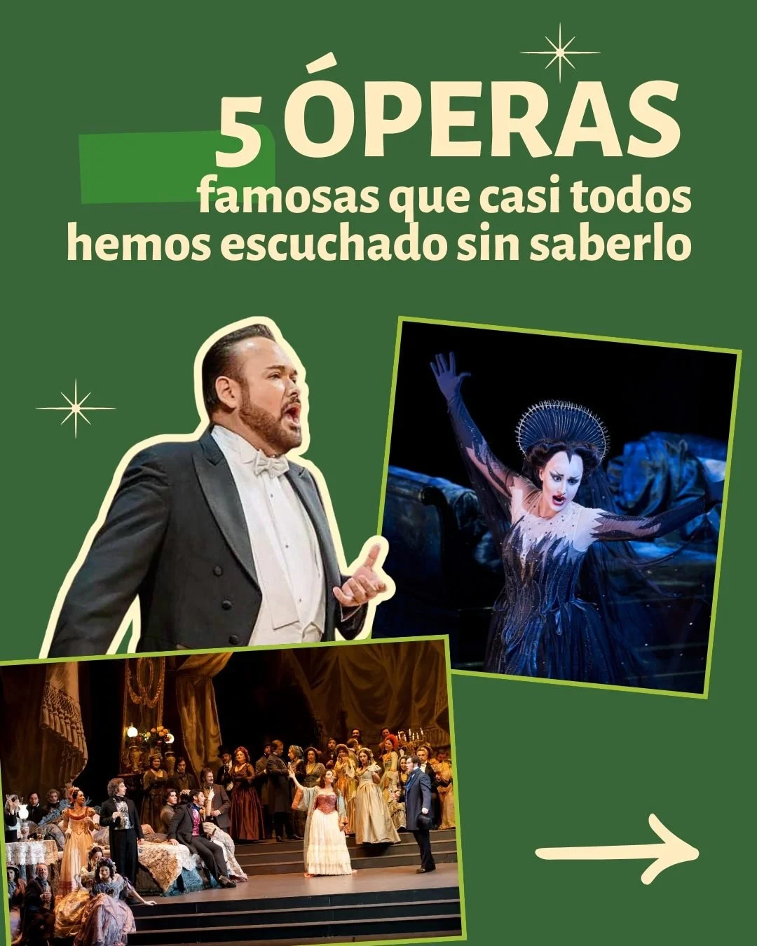 Muchas personas dicen que la &oacute;pera no es para ellas, pero la han escuchado toda la vida.

Est&aacute; en el cine, en la televisi&oacute;n, en la publicidad y en momentos importantes sin que siempre sepamos su origen.

Reconocer estas melod&iac