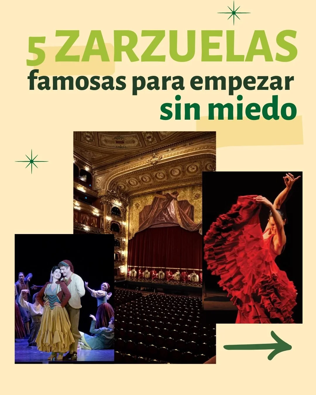 La zarzuela es una puerta amable a la m&uacute;sica esc&eacute;nica. 
Es generalmente c&oacute;mica y muy humana.

Cuenta historias cercanas, mezcla canto y palabra y conecta con emociones reconocibles.

Estas cinco obras son un buen comienzo: accesi