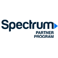 Spectrum Partner Program logo with blue text on a white background.