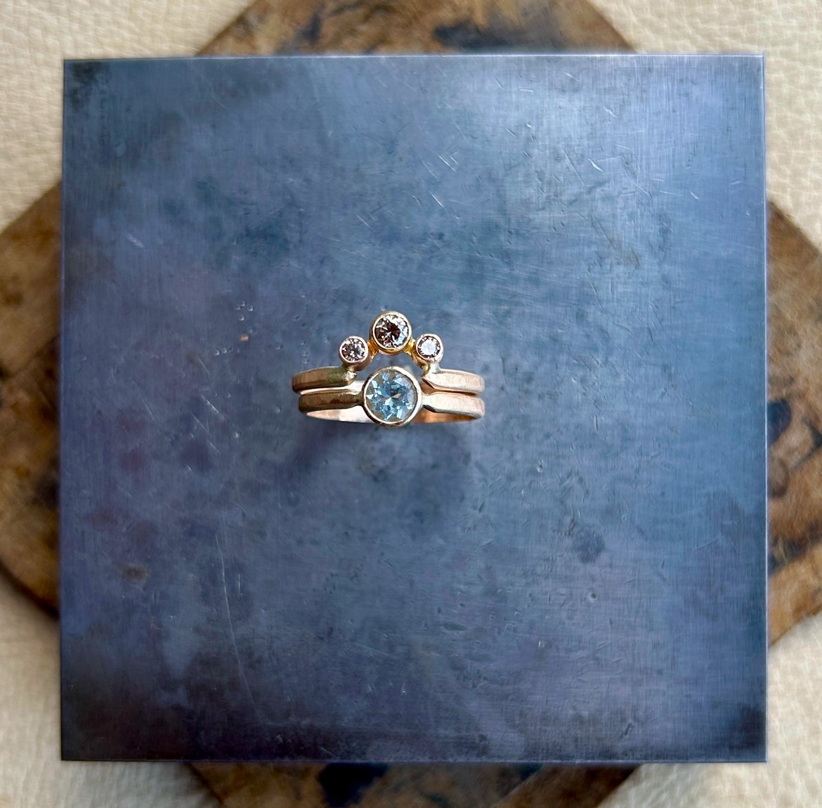 Aquamarine & Champagne Diamond Set