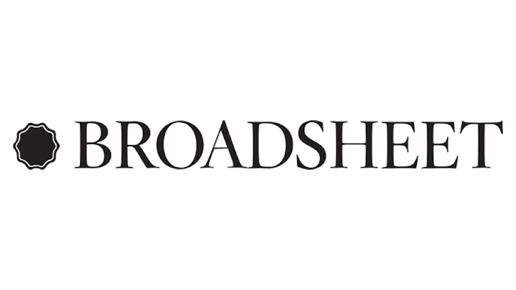 Logo with the word 'Broadsheet' and a decorative emblem.