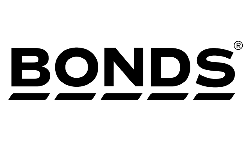 BONDS logo in black text with underline on white background.