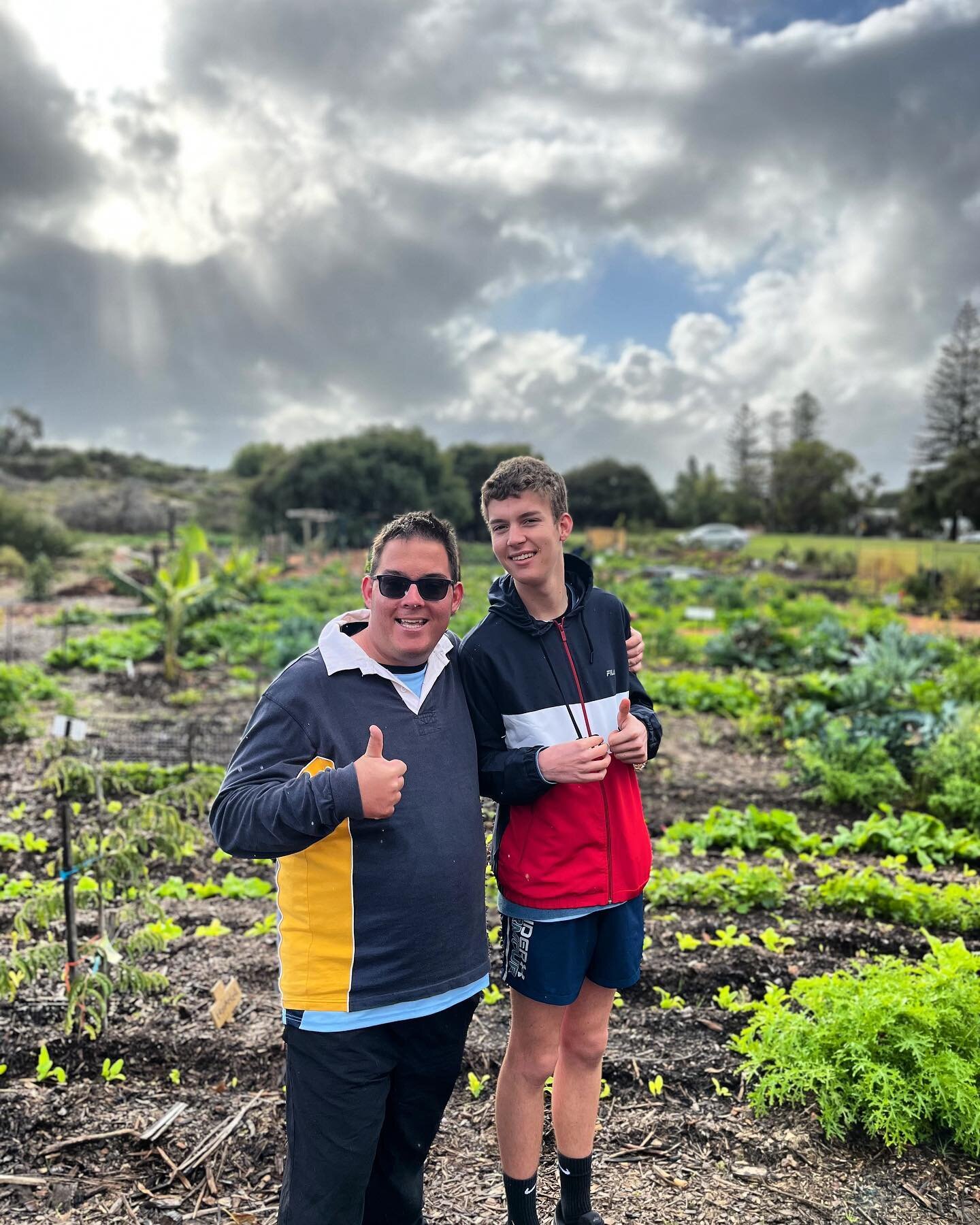 The lads checking out the progress at the City Beach Food Forest. It&rsquo;s looking awesome!🌳🍃🥗