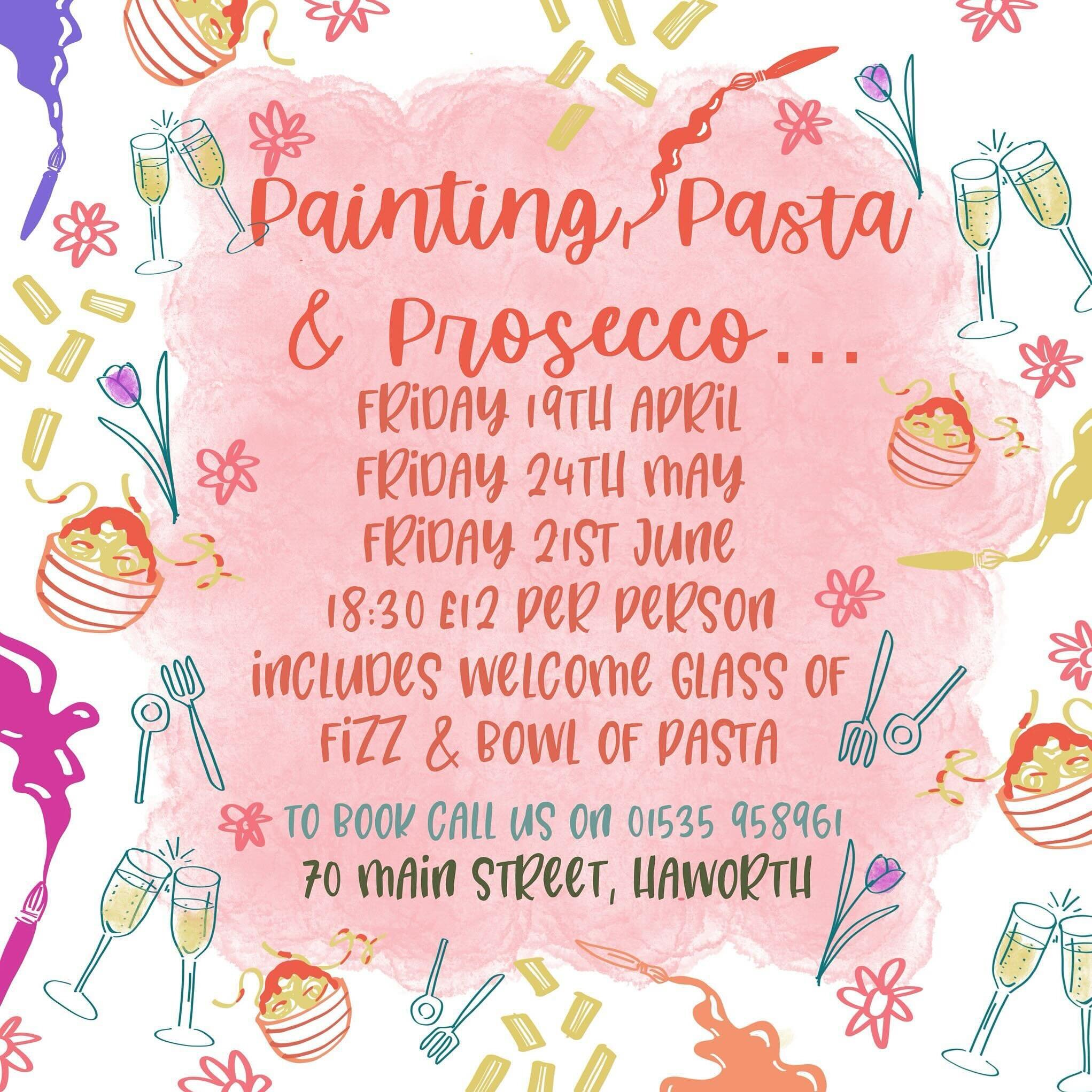 We will be holding a sip &amp; paint evening once a month due to popular demand. A great way to get together with friends &amp; family or a date night. 🥂🎨🍝🩷

Tickets are &pound;12 per person and include a glass of fizz upon arrival and a bowl of 