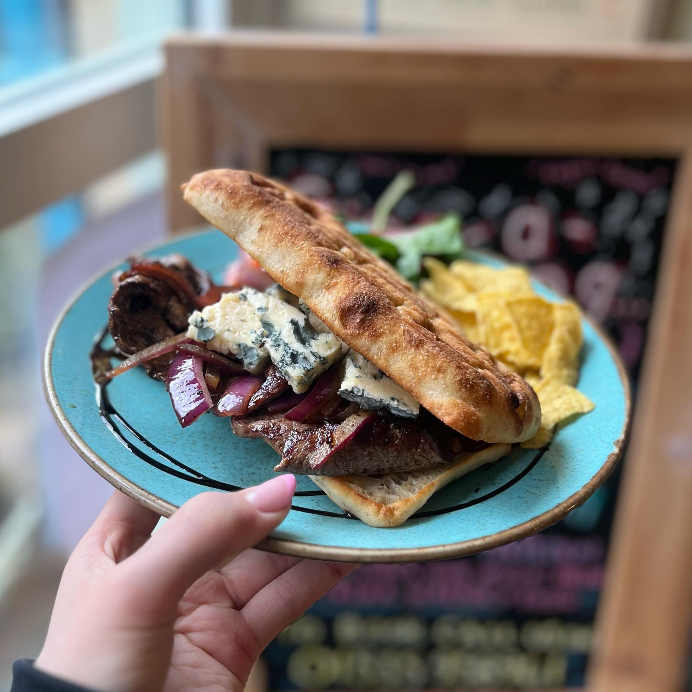 Another lunch time special &hellip;. Steak &amp; blue cheese sandwich ✨ We&rsquo;re open 8:45am - 5pm. Call to book your table 01535 958961. 

#lunch #special #steakandbluecheese #cobblesandclay #cobblesandclaycafe #cobblesandclayhaworth