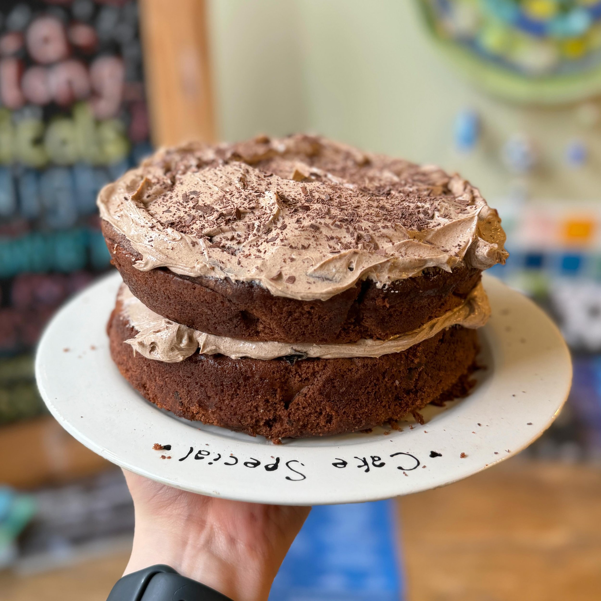 This weeks cake special is Janet&rsquo;s homemade chocolate cake (gluten free &amp; dairy free) 🍫🤎

#cake #chocolatecake #vegan #glutenfree #cobblesandclay #cobblesandclayhaworth