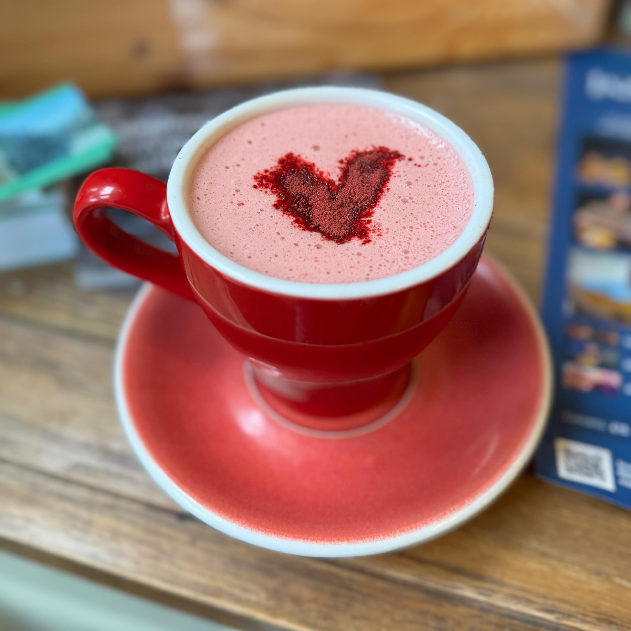 Beetroot &amp; Ginger Latte ❤️✨ ~ One of the latest editions to our menu is this pink powerhouse! The best way to boost your day. Available to have in or takeout. 

#cobblesandclay #cobblesandclayhaworth #beetrootlatte #beetroot #beetrootandgingerlat