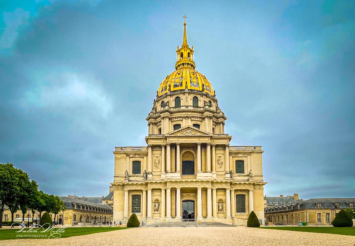 Les Invalides with a golden dome in Paris, France