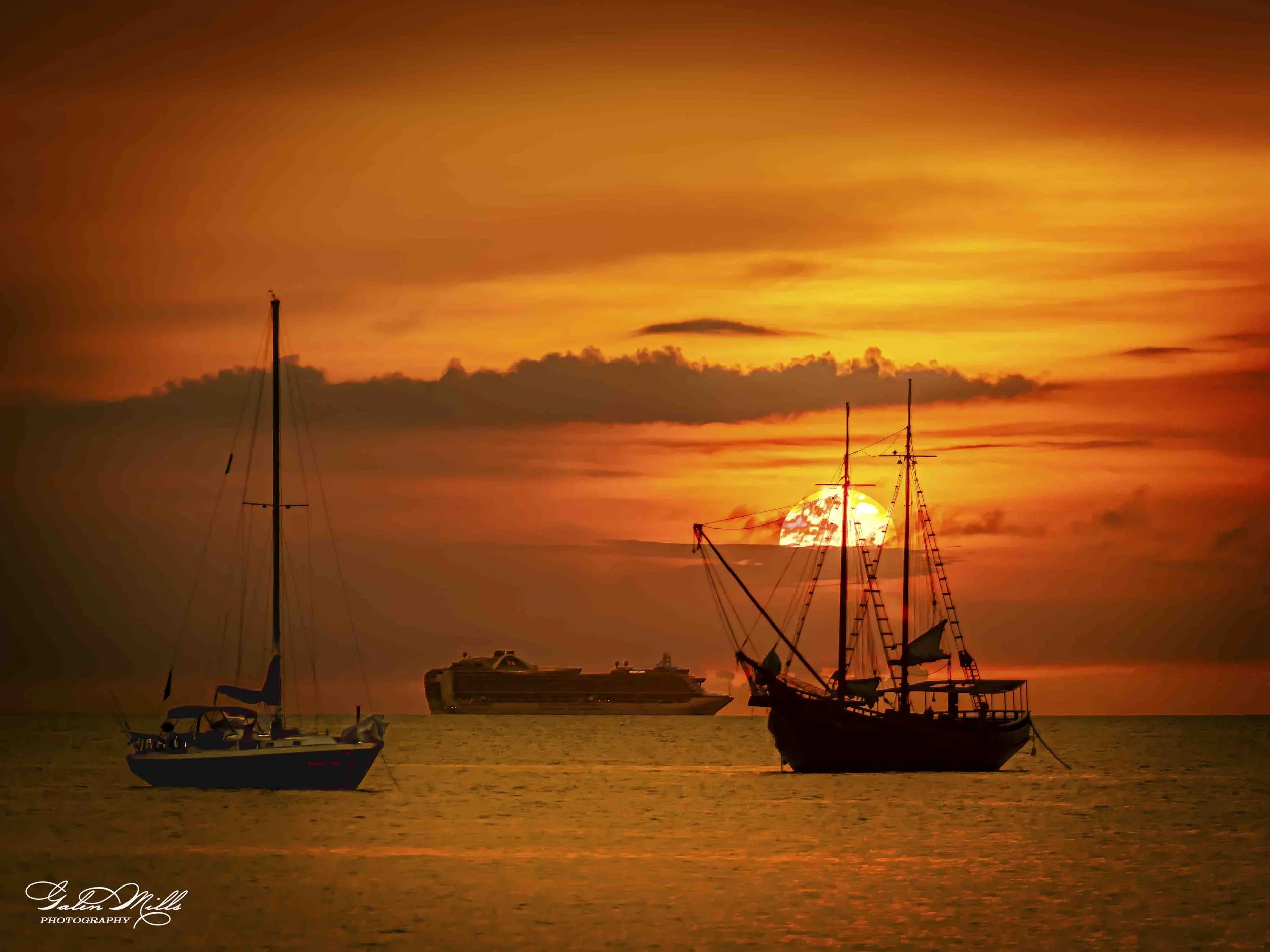 Aruba sunset ships then and now 