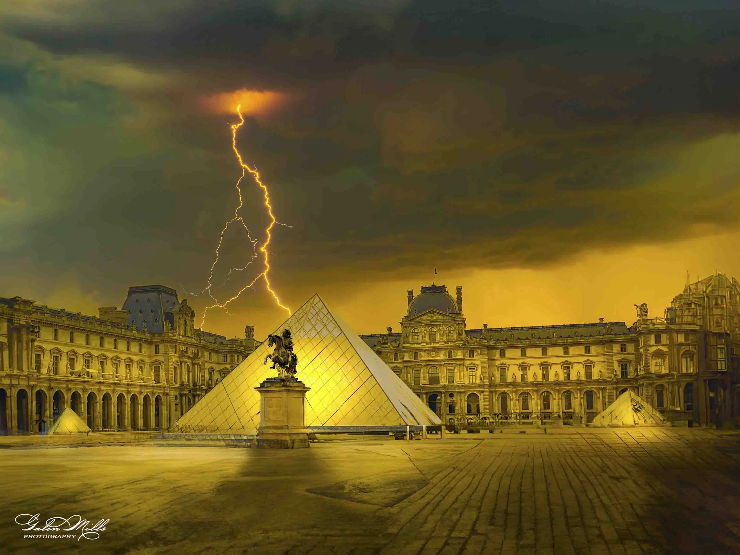 Lightning at the Louvre Museum