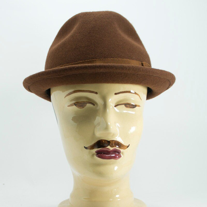 Wool Felt Trilby Men Hat in a Warm Brown, Made to order!