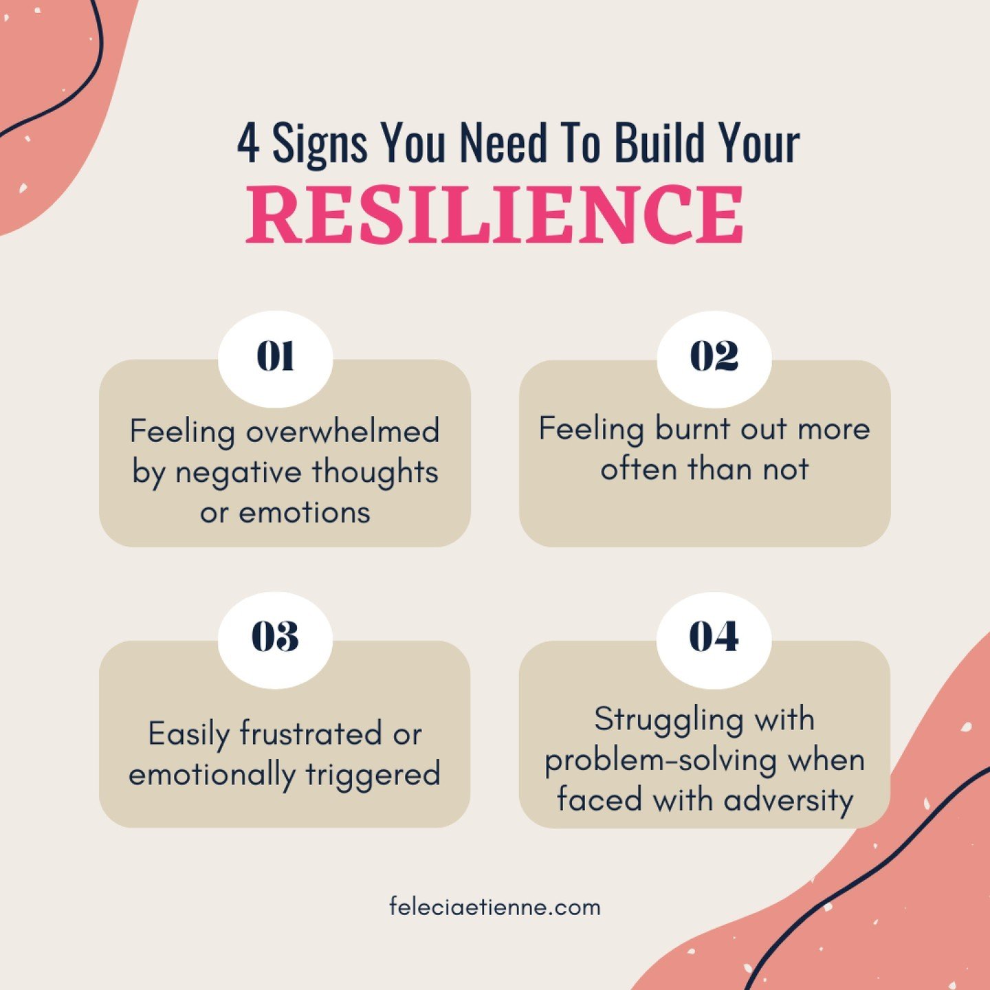 Resilience is an important part of thriving in our ever-changing world. 

➡️ If you are feeling overwhelmed and facing difficulty managing everyday stressors, it could be a sign that you need to increase your Resilience. 

Here are four signs to look