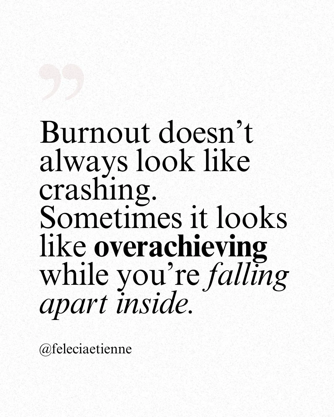 Burnout doesn&rsquo;t always look like burnout.

Sometimes it looks like:

👉 Overachieving to prove you&rsquo;re still on top of things

👉 Smiling through meetings while your energy is crashing

👉 Checking every box on the list but feeling empty i