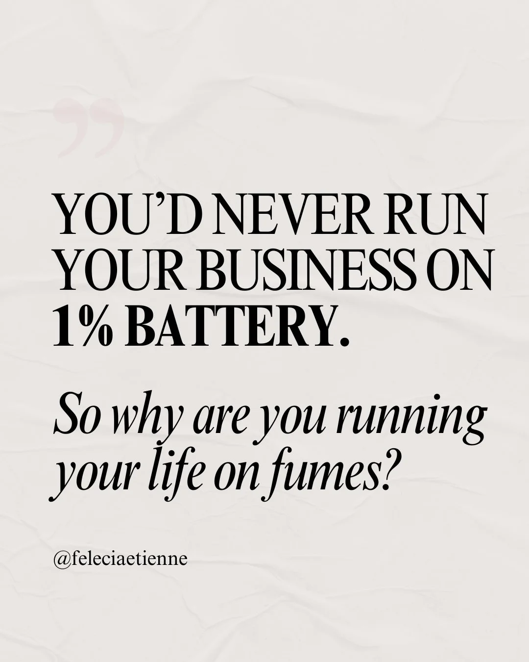 Let&rsquo;s be real... exhaustion isn&rsquo;t a badge of honor.

It&rsquo;s your body saying, &ldquo;Hey, we can&rsquo;t keep doing this.&rdquo;

You&rsquo;re not unmotivated.
You&rsquo;re just overloaded.

No caffeine fix or &ldquo;one more push&rdq