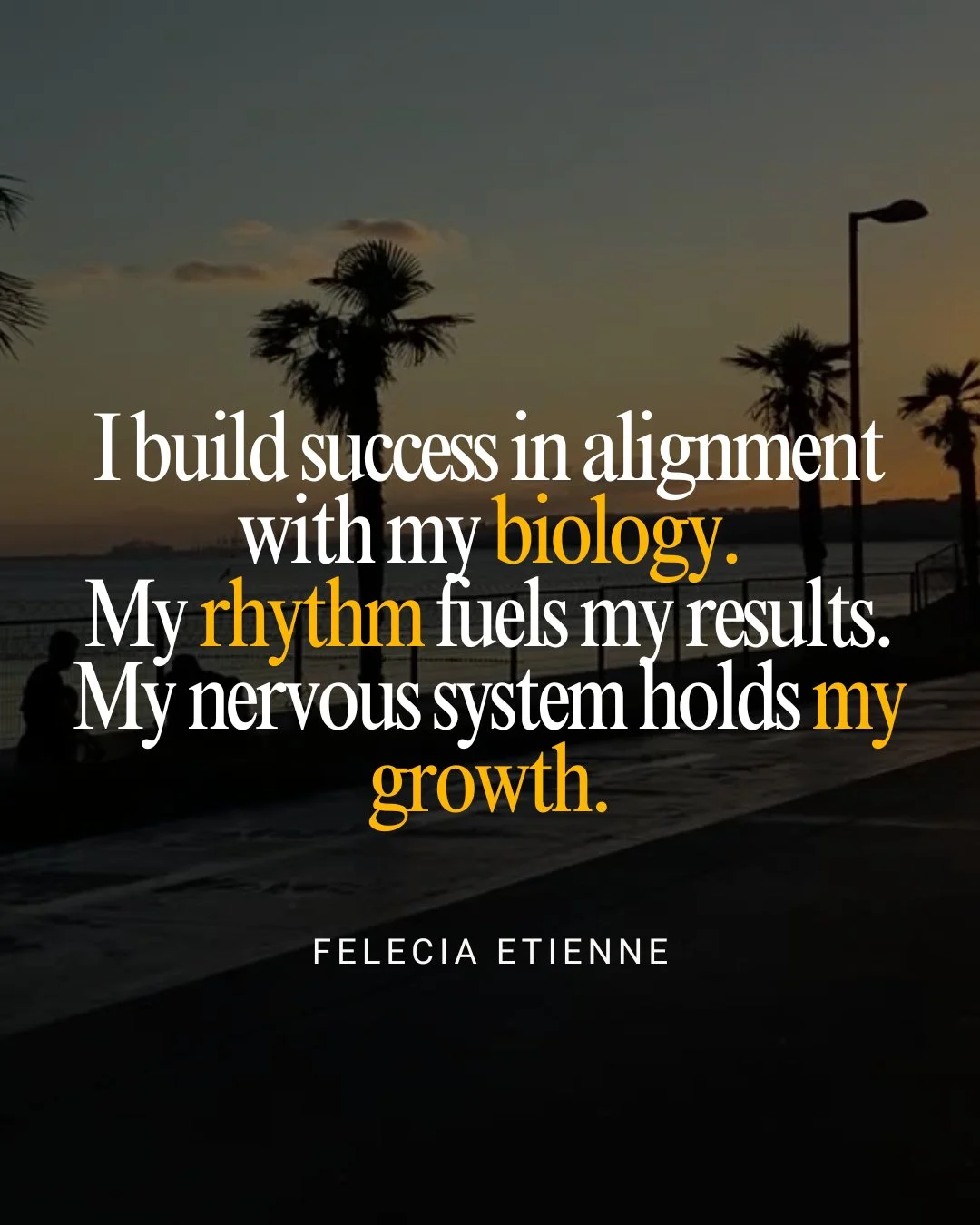 Alignment isn&rsquo;t soft.

It&rsquo;s strategy... the kind that sustains clarity, energy, and expansion.

You don&rsquo;t need to grind harder to grow, you need to grow in rhythm.

✨ Follow @feleciaetienne for more affirmations and frameworks that 