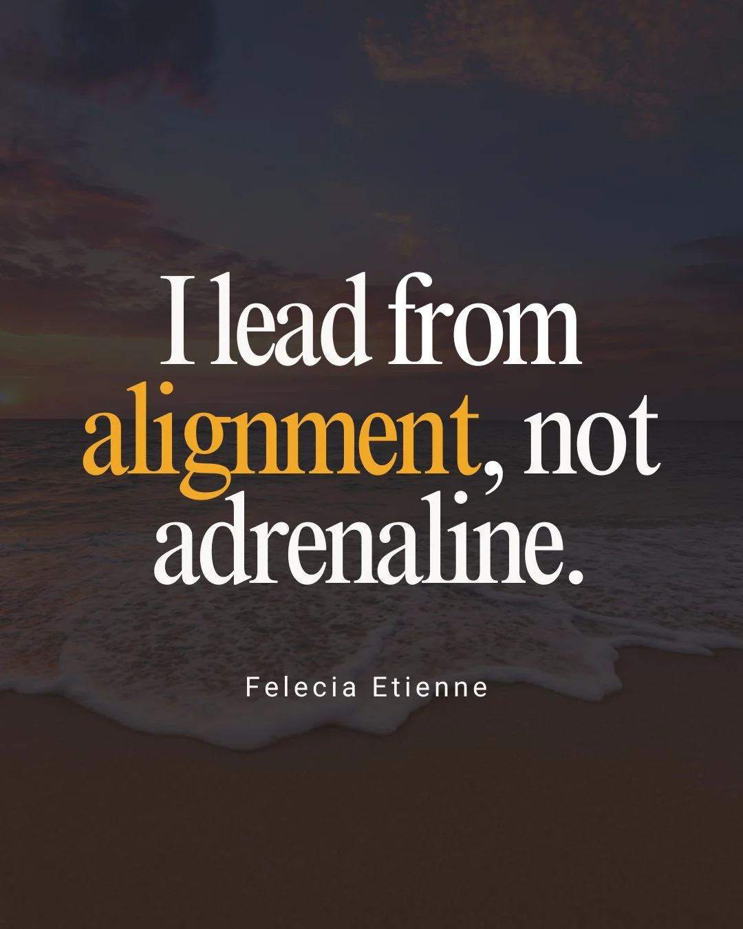 You don&rsquo;t rise by running on fumes... you rise by leading from alignment.

&ldquo;I lead from alignment, not adrenaline.&rdquo;

This is the shift that separates burnout-driven execution
from grounded, strategic, regulated leadership.

When you