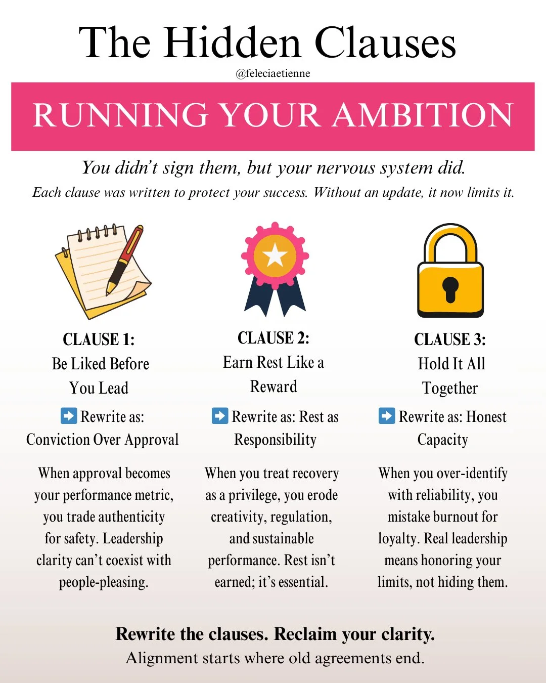 When approval becomes your performance metric, you start performing yourself instead of LEADING.

Because you can&rsquo;t access clarity when you&rsquo;re busy managing perception.

And when you over-identify with being &ldquo;the reliable one,&rdquo
