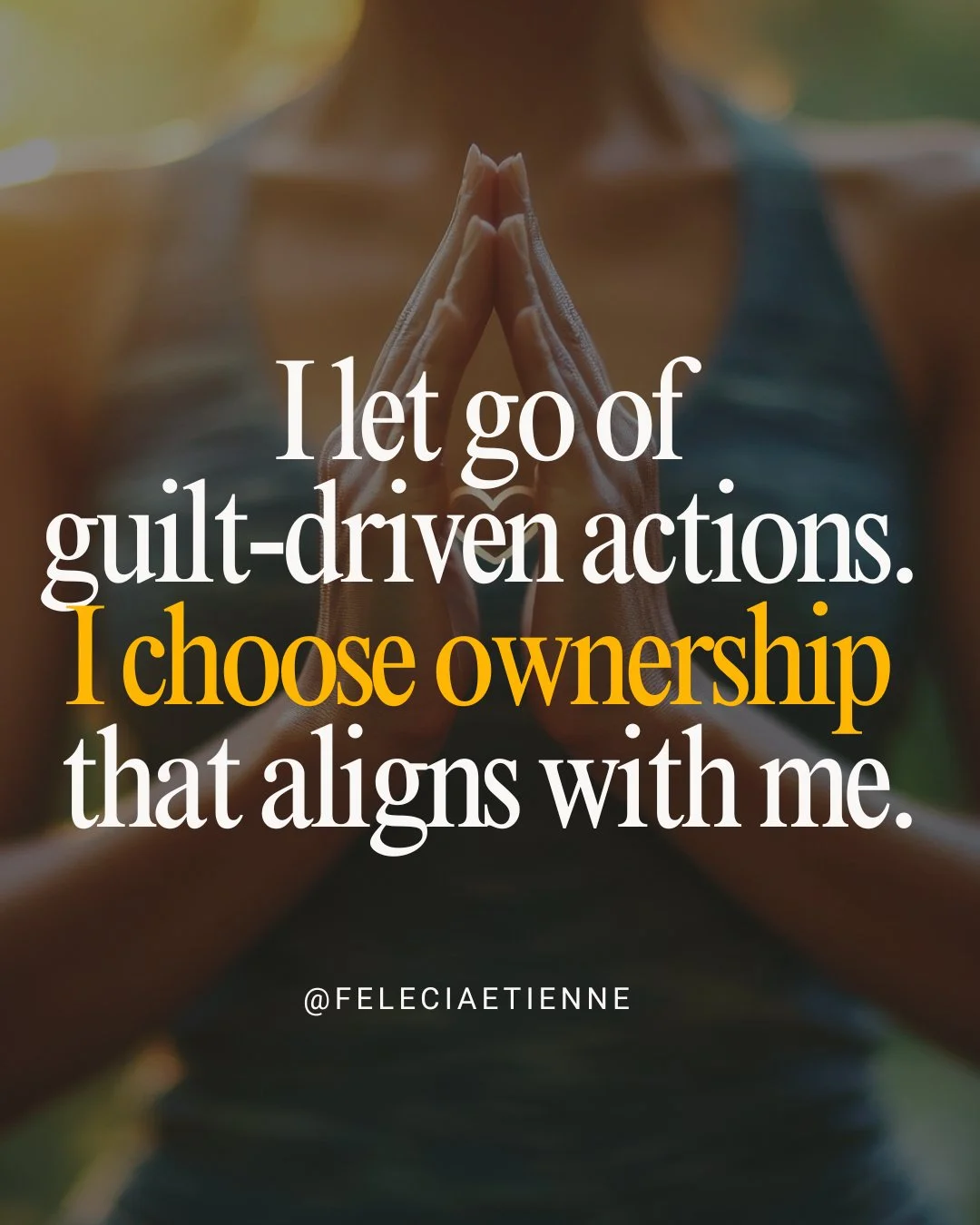 I let go of guilt-driven actions.

I choose ownership that aligns with me. 💫

I release the pressure to do things just because I &ldquo;should&rdquo; and embrace decisions that honor my energy, values, and boundaries. Every choice I make from alignm