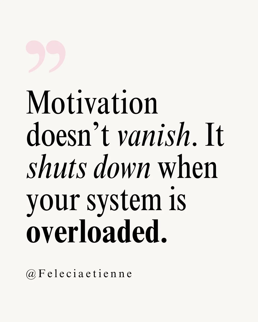 If motivation feels gone, notice your body.

Heaviness. Flatness. No spark.

That&rsquo;s not a character flaw.

It&rsquo;s a full system conserving energy.

And when you keep forcing from here, momentum doesn&rsquo;t return, it leaks.

Comment or DM