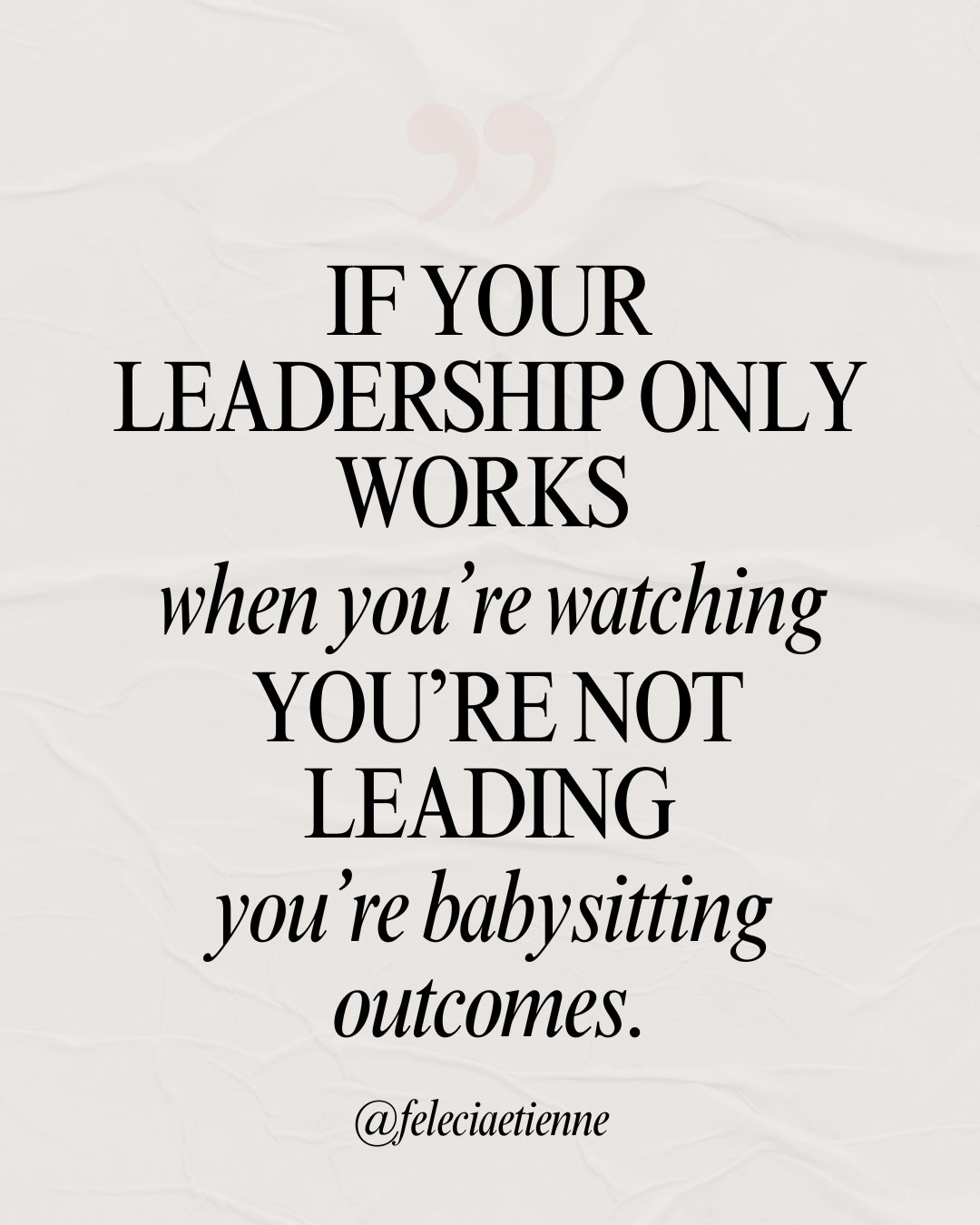 Constant oversight can look like responsibility.

But when everything depends on your attention, leadership turns into pressure instead of leverage.

If progress only happens when you&rsquo;re involved:
&ndash; decisions slow down
&ndash; execution b