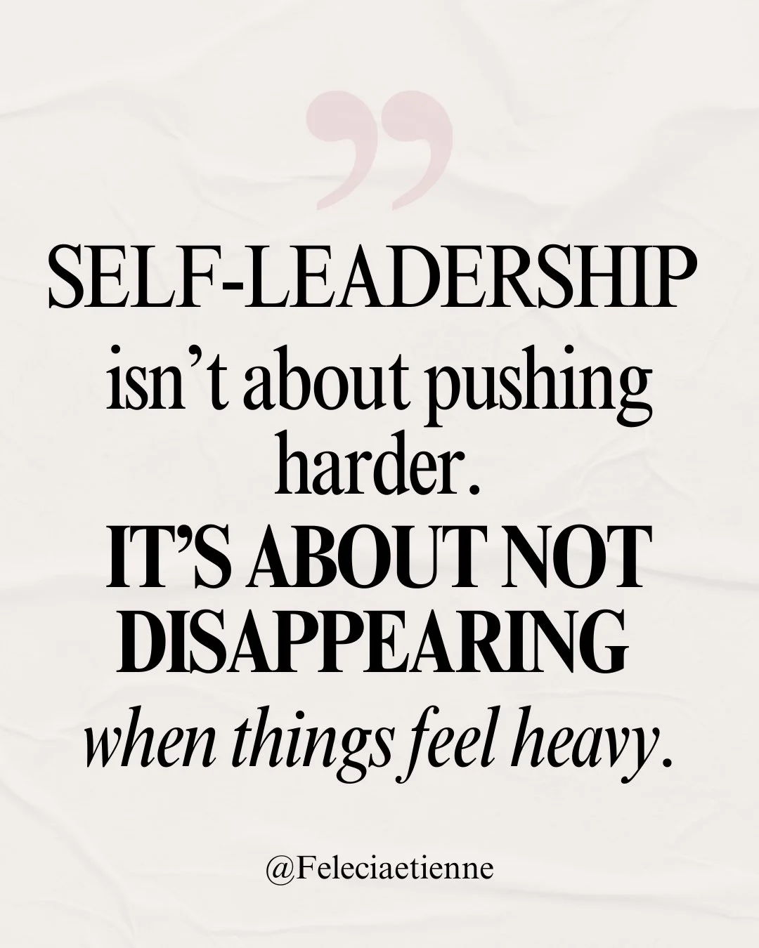 Most people think self-leadership shows up as discipline.

Not quitting.
Not giving up.

Just&hellip; pulling back a little.

You delay the decision.
You avoid the hard thing.
You stay busy but not always with what matters.

Not because you don&rsquo