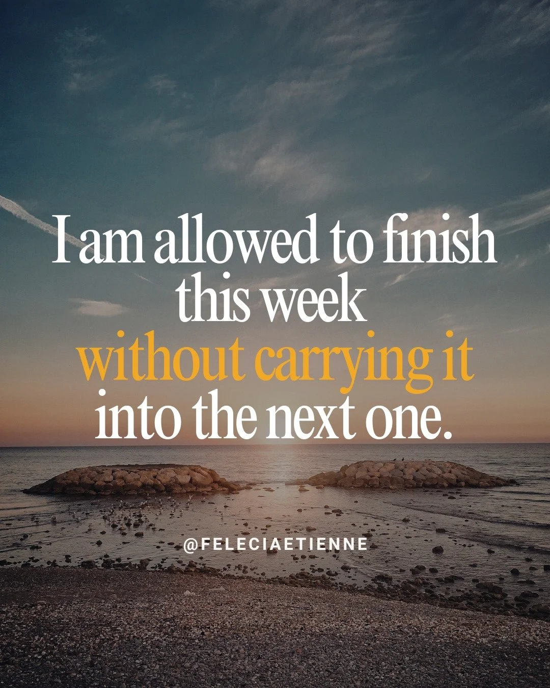 Not everything needs to come with you.

Not the pressure.
Not the unfinished loops.
Not the mental tabs still open in your head. 🧠

You&rsquo;re allowed to close the week&hellip;
without needing to squeeze one more thing in.

To pause.
To log off.
T