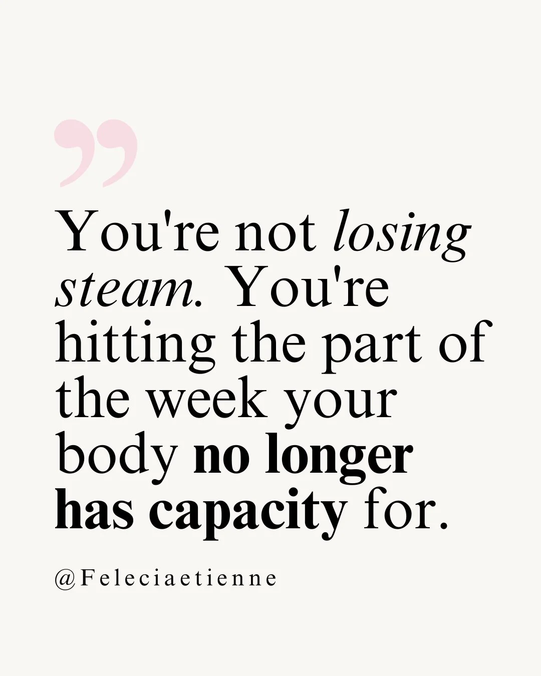 You&rsquo;re not losing steam.
You&rsquo;re hitting the part of the week your body no longer has capacity for.

It&rsquo;s not laziness.
It&rsquo;s not lack of discipline.

It&rsquo;s accumulation. 😮&zwj;💨

All the decisions.
All the pressure.
All 