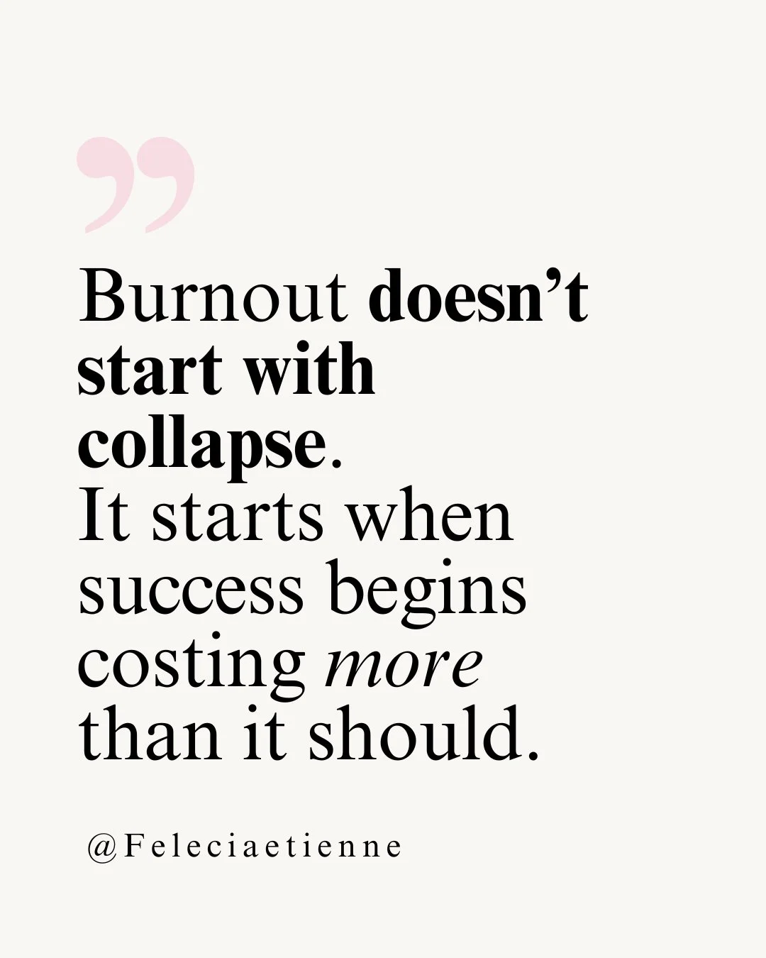 Burnout doesn&rsquo;t show up as collapse.

It shows up much earlier.

When success starts costing more than it should.

More energy.
More emotional load.
More &ldquo;on&rdquo; time than recovery time. 😮&zwj;💨

And because you&rsquo;re still perfor