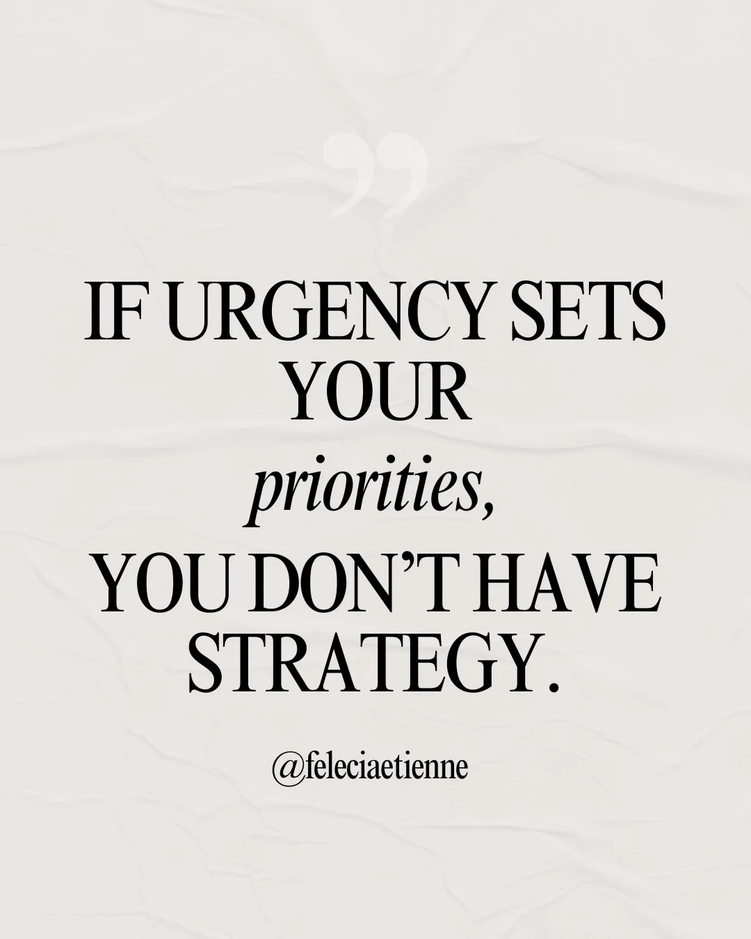 If urgency is setting your priorities&hellip; 🚨

you don&rsquo;t have strategy.

You have reaction dressed up as productivity. 🥲

Because urgency will always pick what&rsquo;s loud.

Not what&rsquo;s important.

Not what actually moves the work for