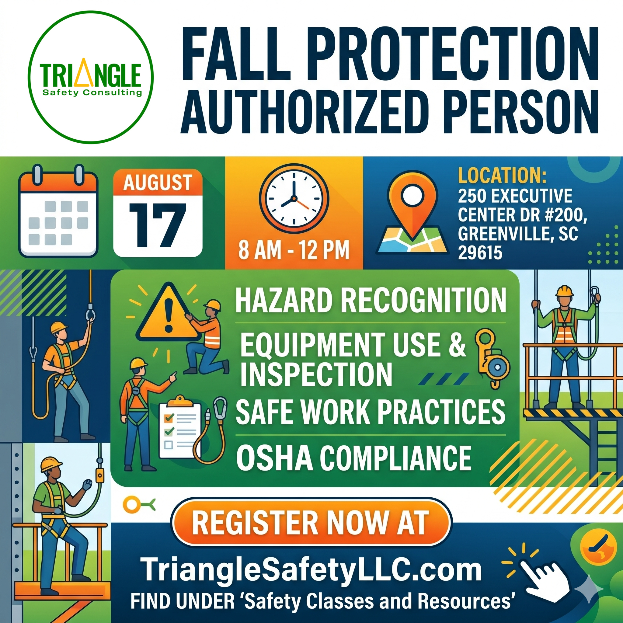 Fall Protection Authorized Person Training Class - In Person August 17, 2026 (Greenville, SC)