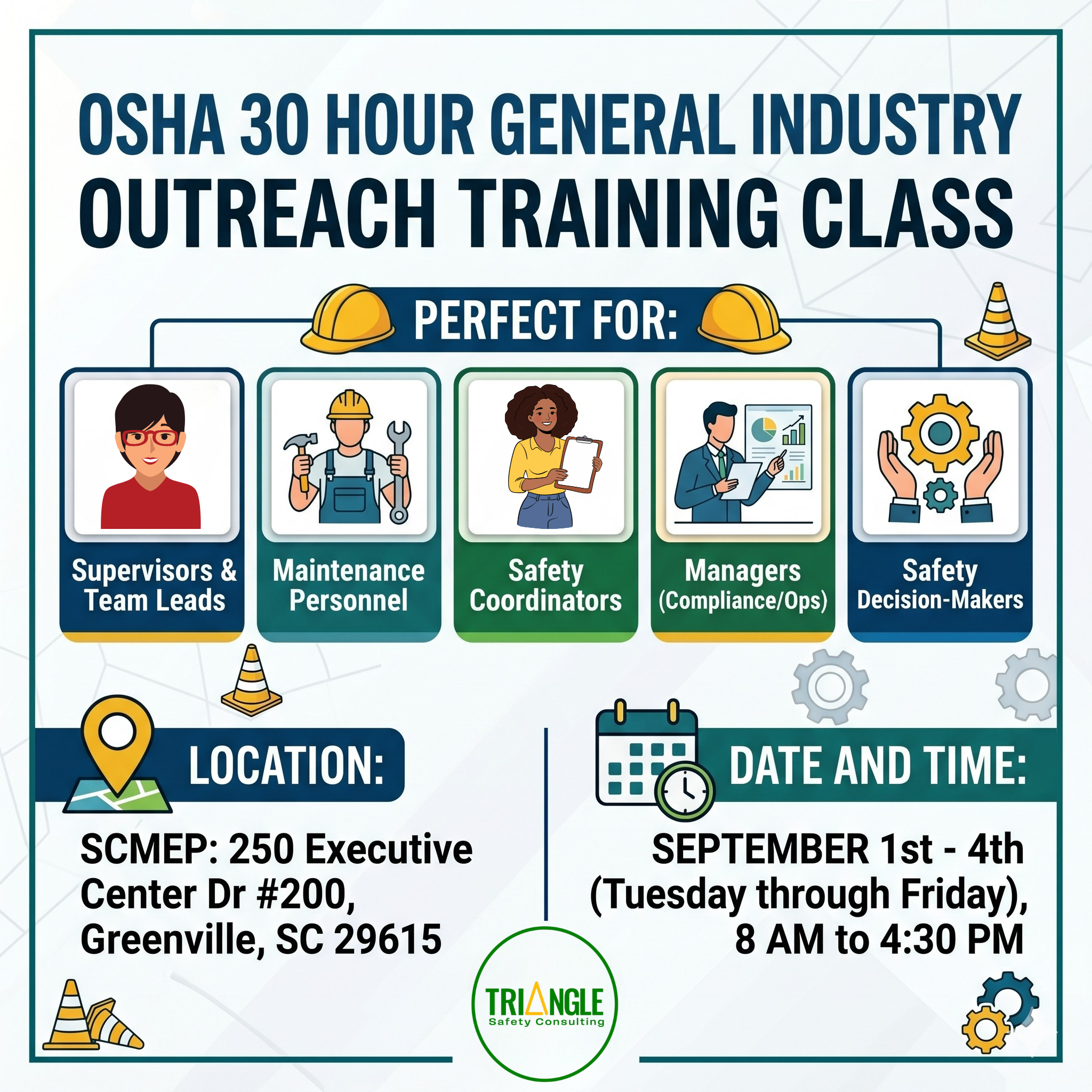 OSHA 30-Hour General Industry Outreach Training Sept 1-4 (Greenville, SC)