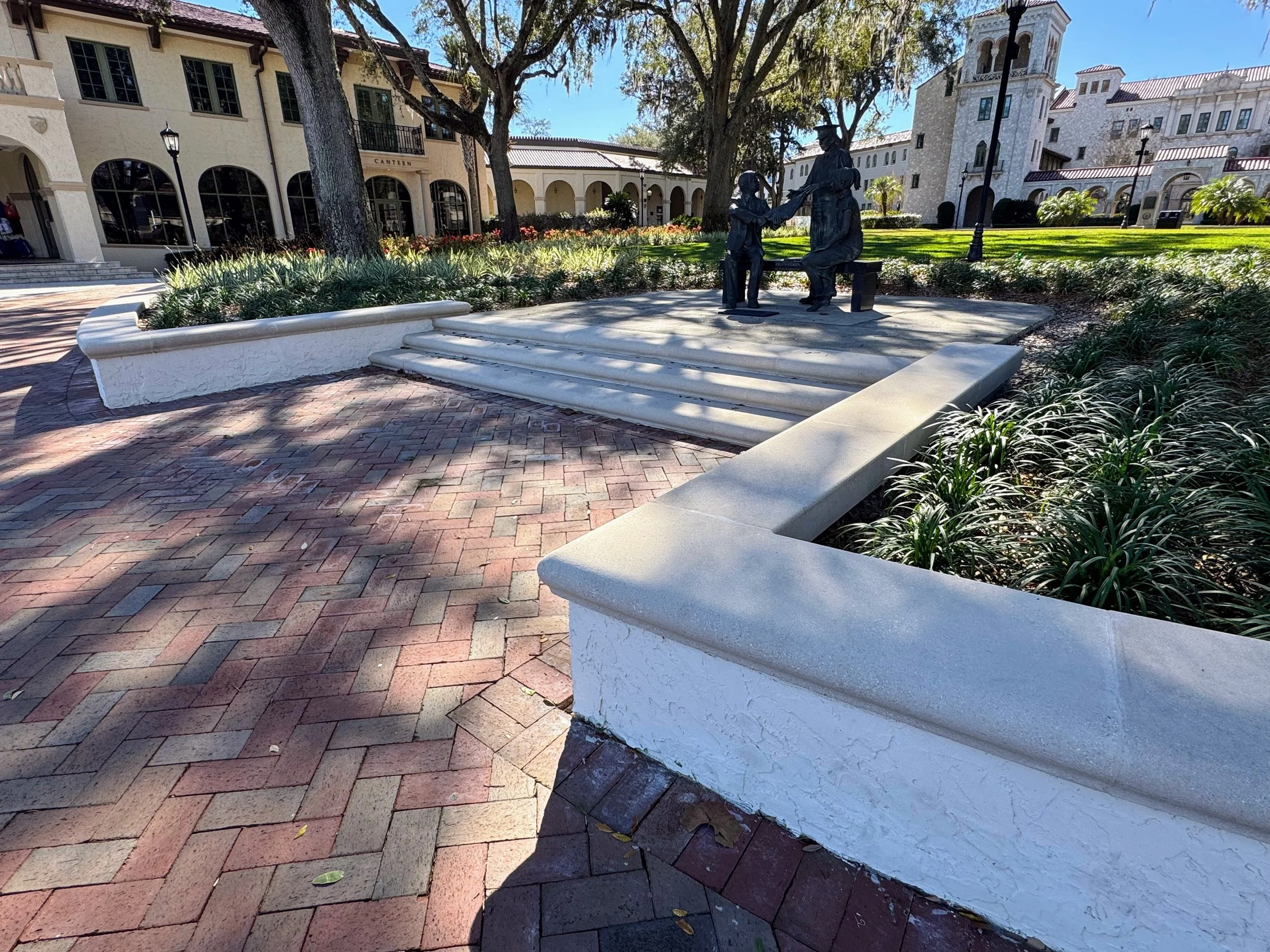 Precast steps and wall cap seating at The Bolles School
