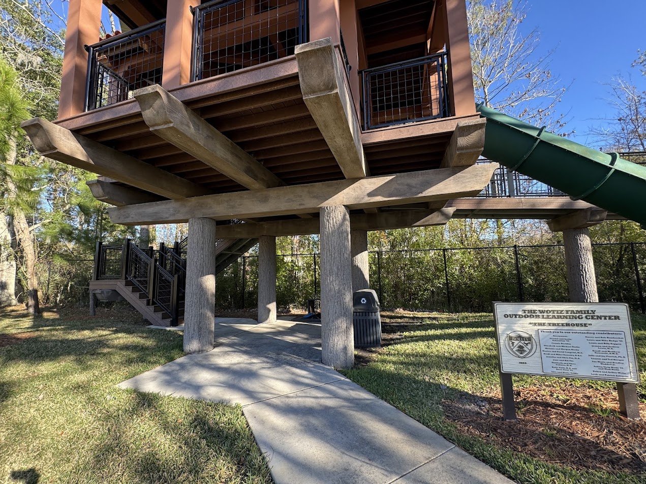 Treehouse at Bolles Lower School Ponte Vedra Beach. Precast beams made to look like wood.