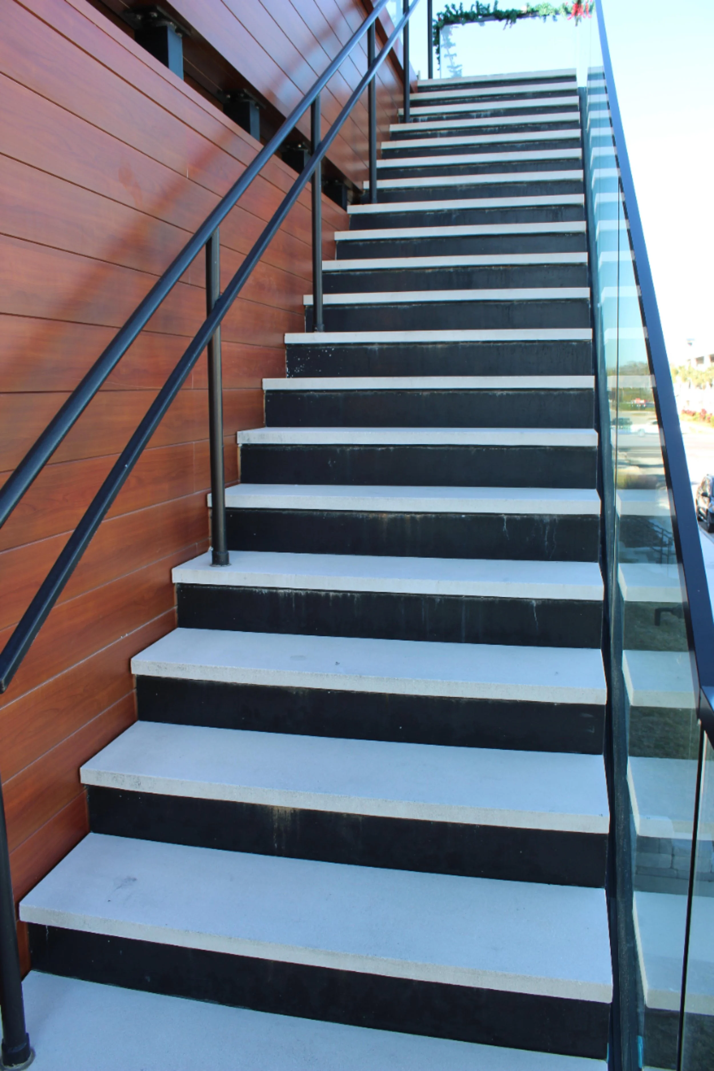 Beach Bowl - Outside precast stone steps.