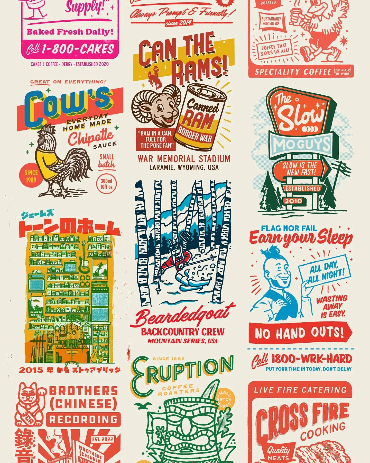 Just a selection of artwork I have created for anything from apparel to adverts, do you have a project or idea that needs a quality illustrator reach out and let&rsquo;s work together 

My books are open for the end of 2025 into early 2026 reach out 