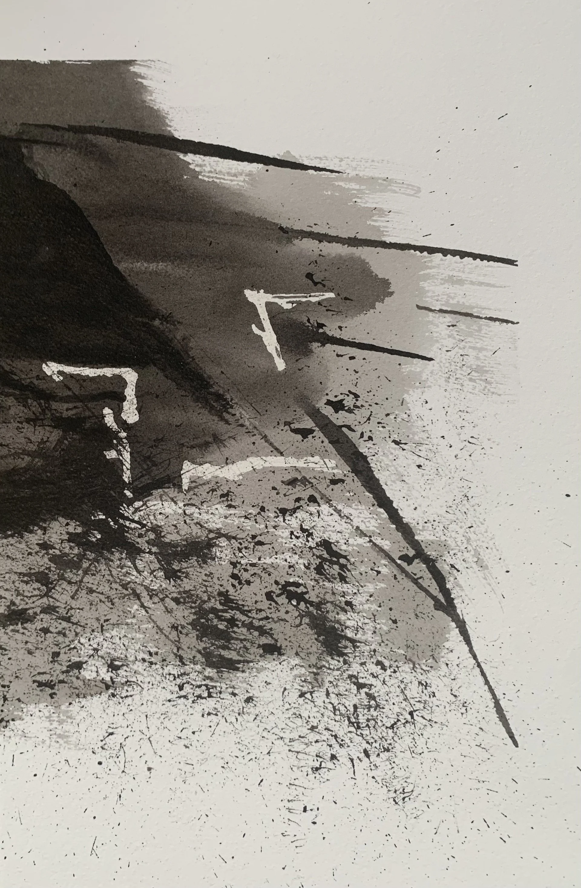 Ink Sea and Landscape on Paper
