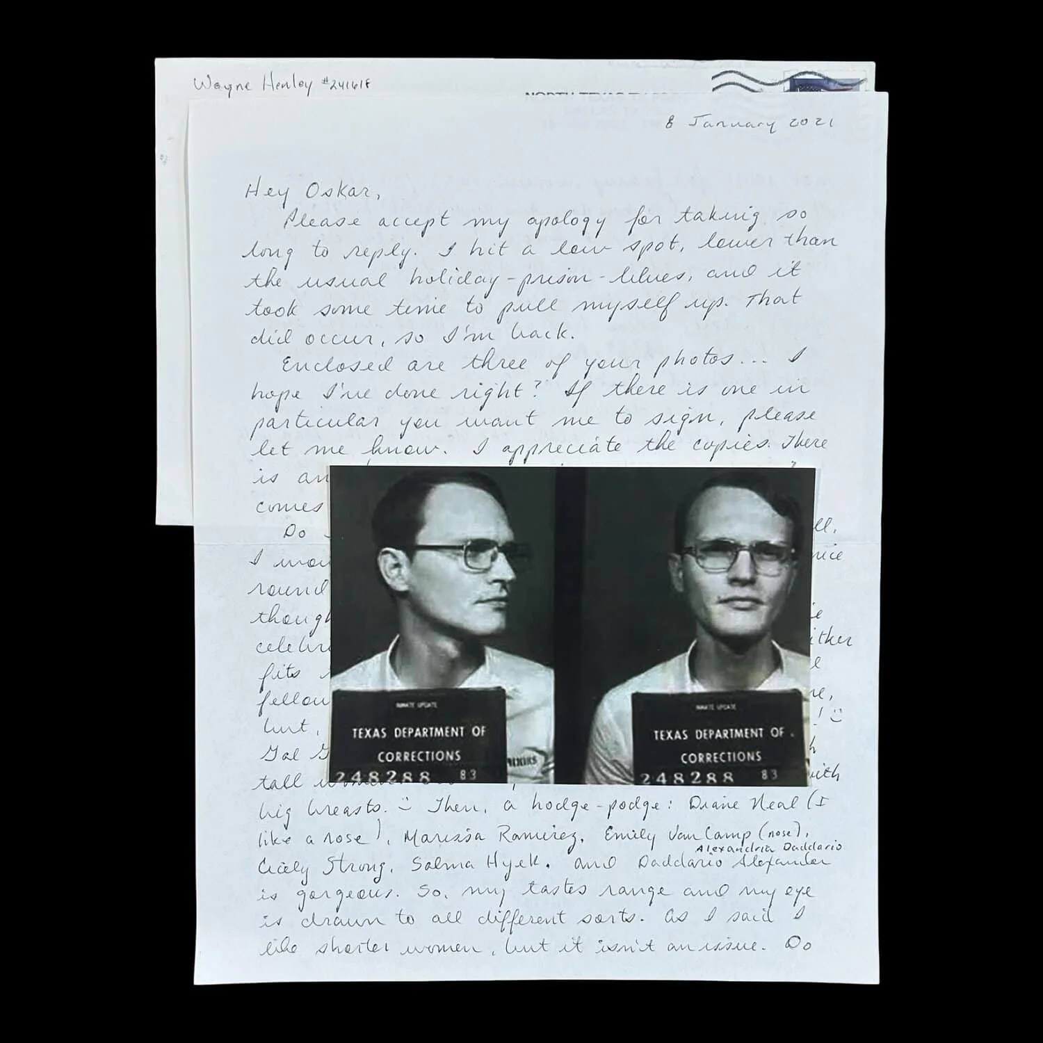 Elmer Wayne Henley - Letter and Envelope Set