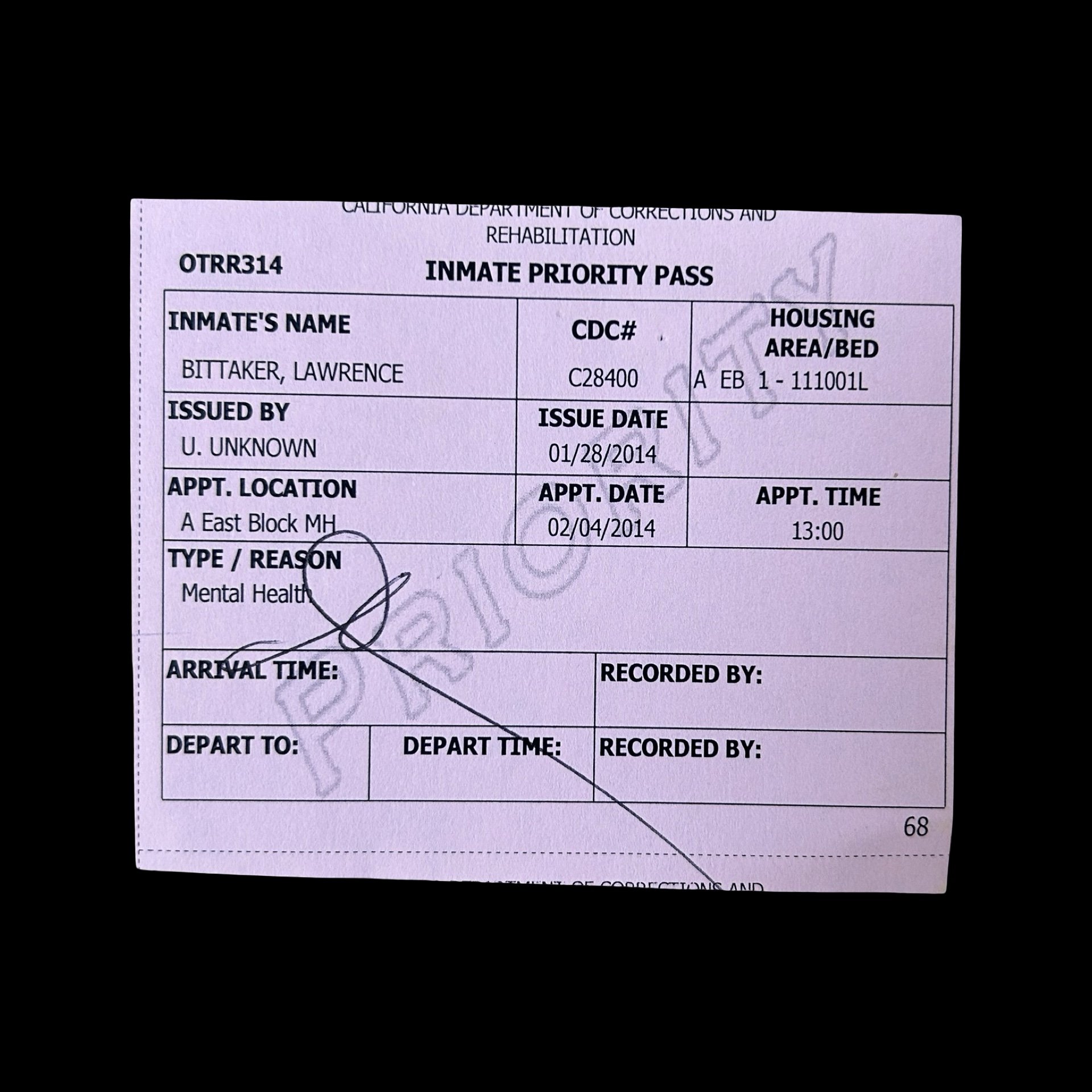 Lawrence Bittaker - Inmate Pass