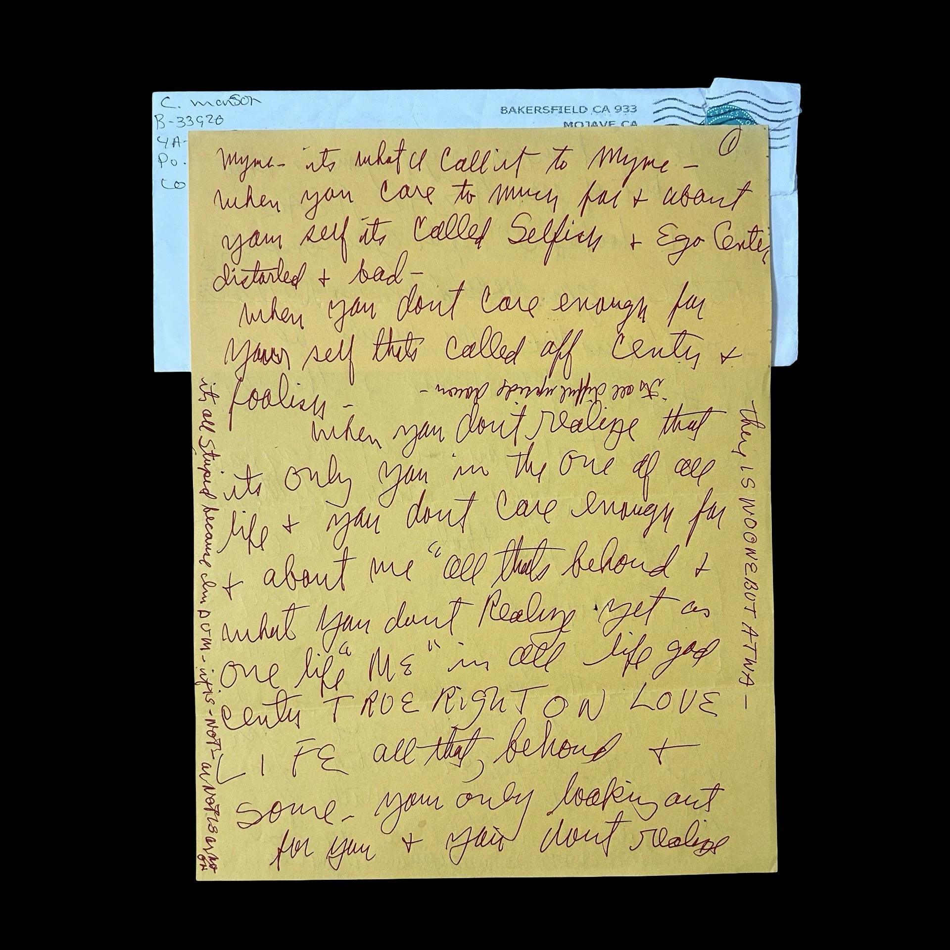 Charles Manson - Letter and Envelope Set