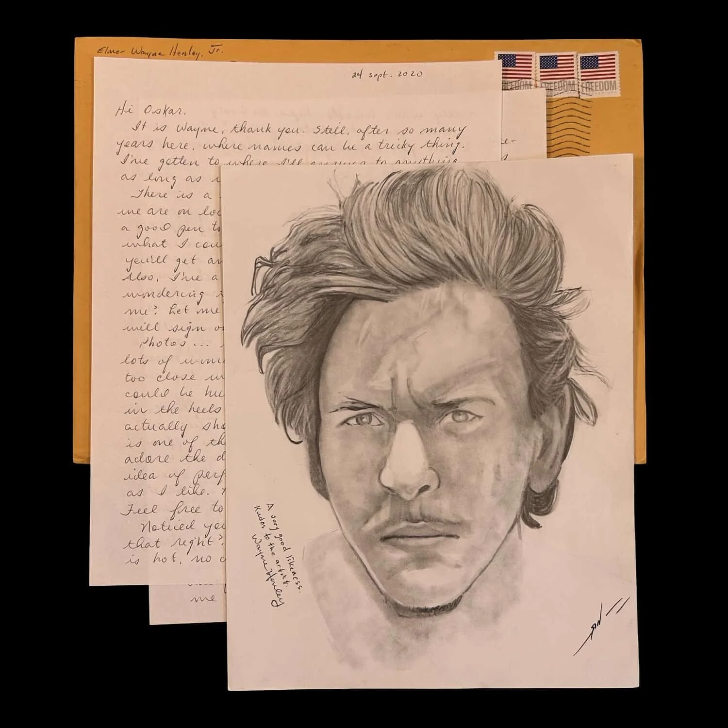 Elmer Wayne Henley - Letter and Envelope Set with Potrtait