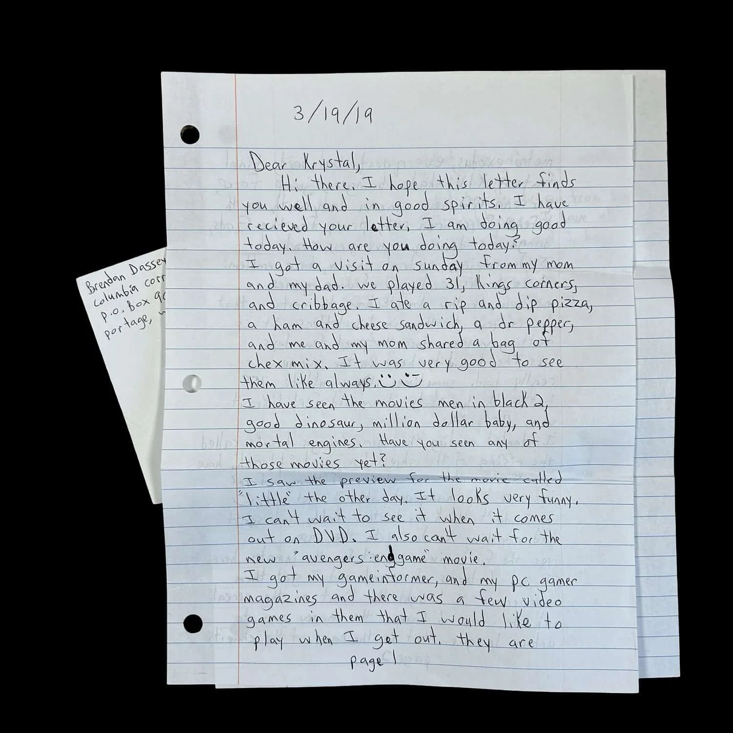 Brendan Dassey - Letter and Envelope Set