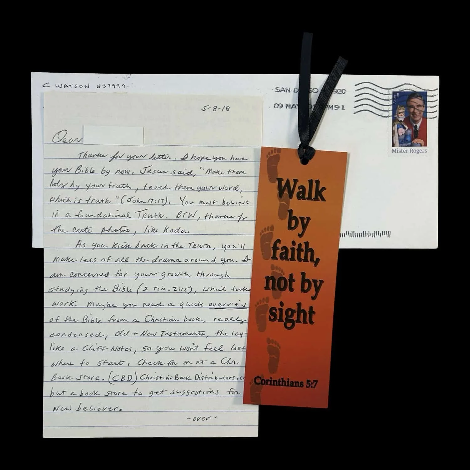 Tex Watson - Manson Family - Letter and Bookmark