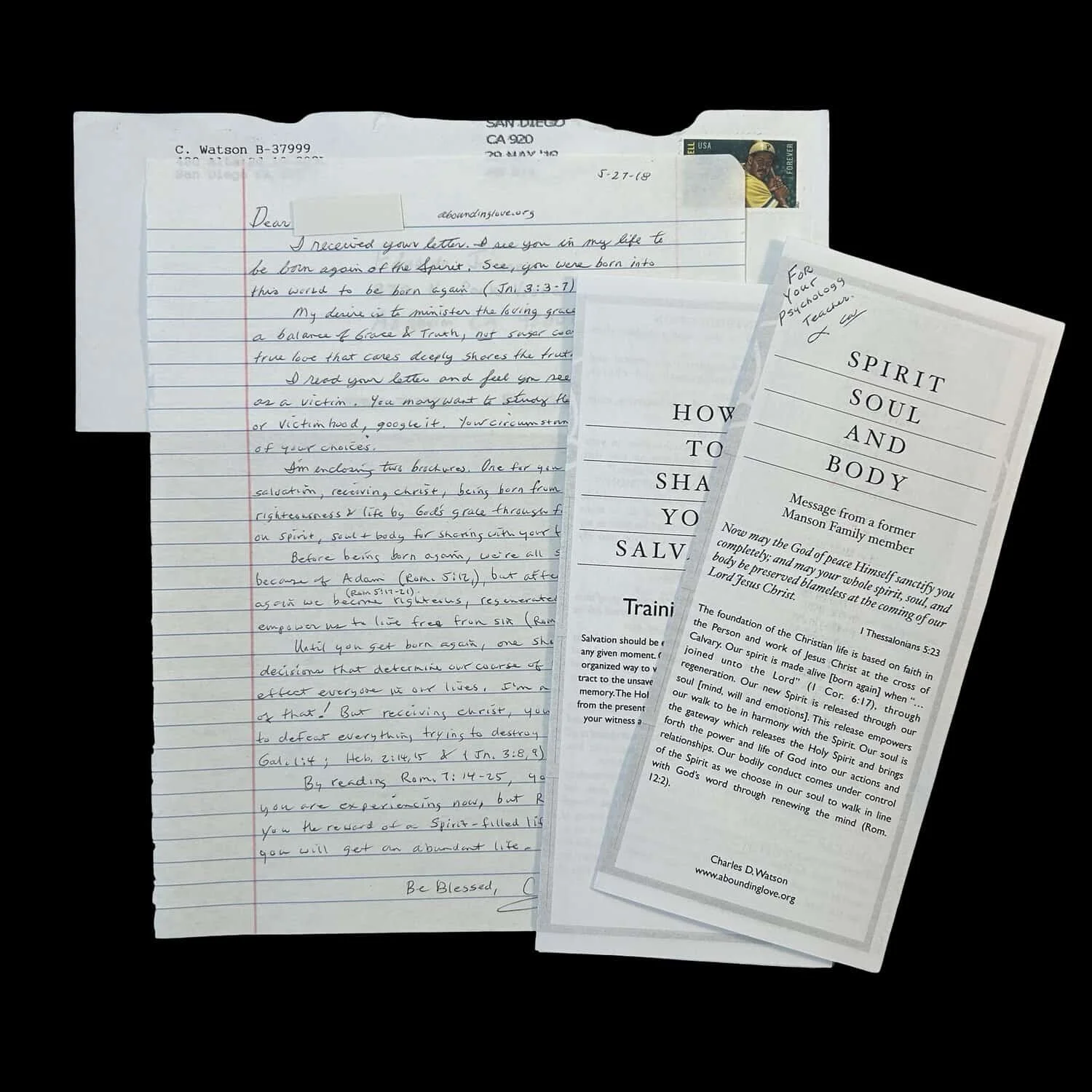 Tex Watson - Manson Family - Tract and Envelope Set